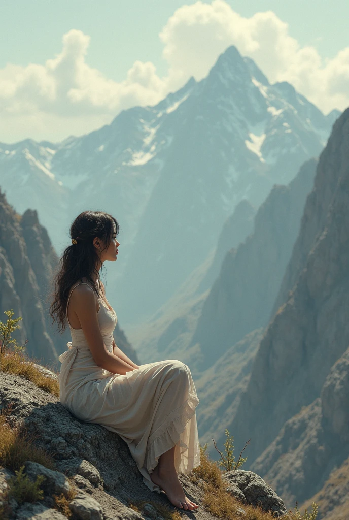 a smirking girl climbing a steep mountain, beautiful detailed eyes, beautiful detailed lips, extremely detailed eyes and face, long eyelashes, intricate clothing, dynamic pose, rugged mountain landscape, golden hour lighting, vibrant colors, cinematic composition, (best quality,8k,highres,masterpiece:1.2),ultra-detailed,(realistic,photorealistic,photo-realistic:1.37),cinematic,dramatic lighting,moody atmosphere
