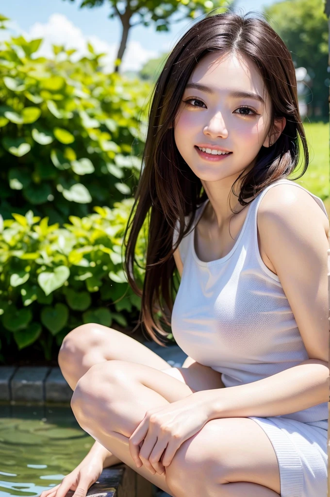 ((top-quality、in 8K、masterpiece:1.3、Raw photo))、Super high quality photos, In the tropical jungle, ((Wearing business suit jacket and skirt)), ((Wear a white blouse shirt under the jacket)), ((Perfect beauty 20 year old idol Japan woman)), ((a smile)), ((nipples sticking out under the shirt,)), ((slim figure)), ((Slim legs)), ((slim thigh)), ((Perfect beauty 20 year old idol Japan woman)), (Photorealistic: 1.4), (Ultra-high detail), (hyper realisitic: 1.4), (Realistic: 1.3), (Smooth lighting: 1.05), Full body, 1girl in, Solo, (Japanese actressl), 20yr old, cinematlic lighting, ((slim figure)), ((Leaner figure)), Good anatomy, Correct anatomy, In the tropical jungle, ((Perfect beauty 20 year old idol Japan woman)), ((slim figure)), ((Slim legs)), ((slim thigh)), ,((Perfect beauty)), ((He has a small camping bag in one hand.)), ((squatting)), ((Panties are visible through the skirt)), ((a smile)),