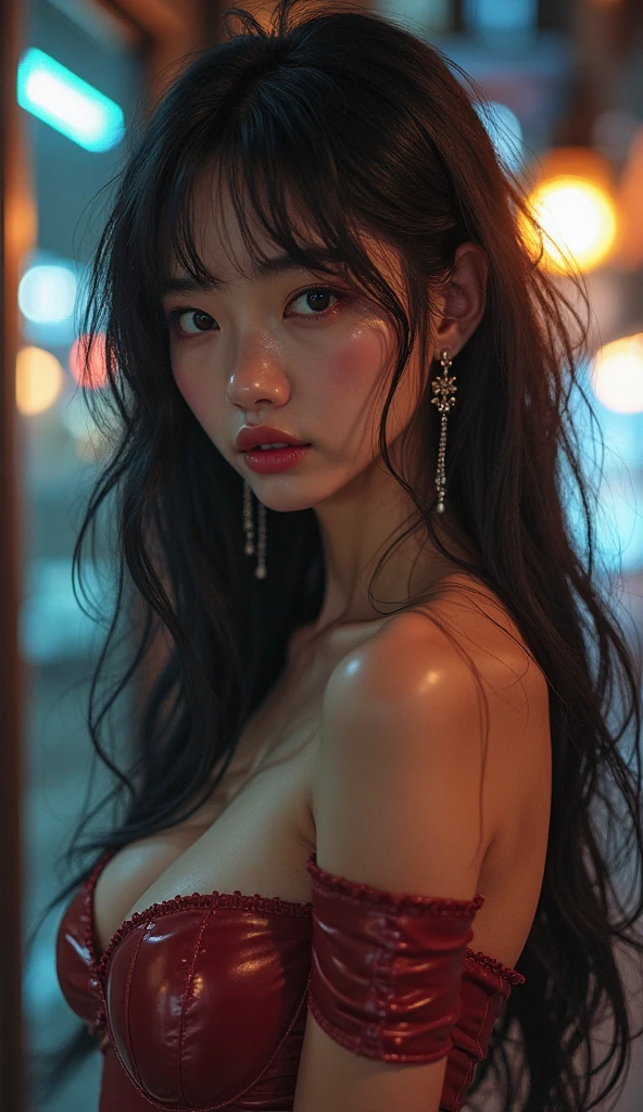 beautiful asian girl nude with very big breast in public with sexy look