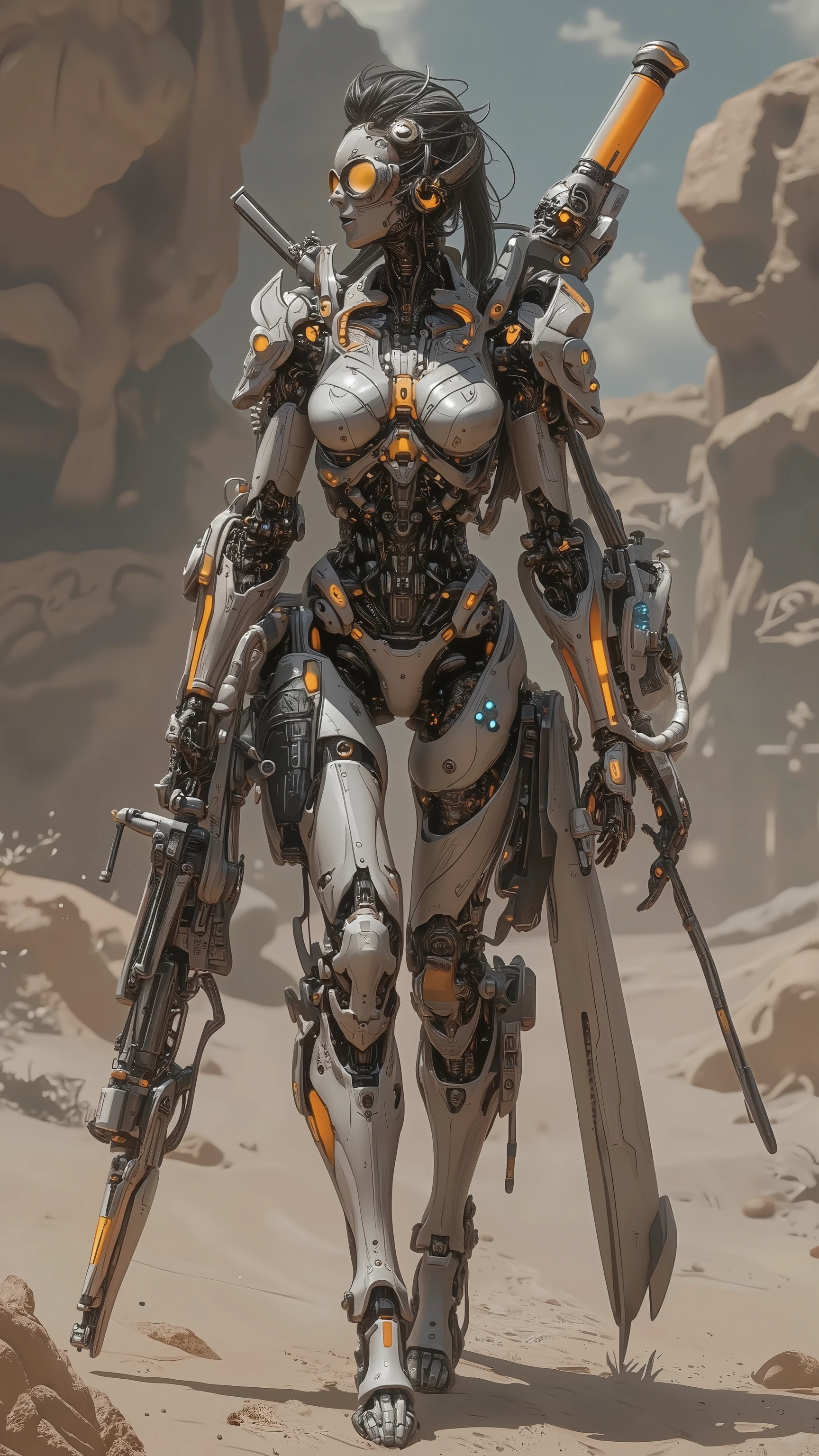 ((best quality)),( ultra high resolution ),(very well detailed),(Detailed Explanation),(( best CG )),(masterpiece),super detailed art,Amazing Painting Art,(sci-fi art with delicate details:1.5),  Female Cyborg , Beautifully organized mechaisse, goggle-shaped mask, Precise and elaborate full mechanical body, Shoulder Armor, Shoulder warning light, cylinder, leg holster, survival knife,  transparent parts ,  asymmetry, clear tube, Illuminant,     Sand Dust,  Desolate,  