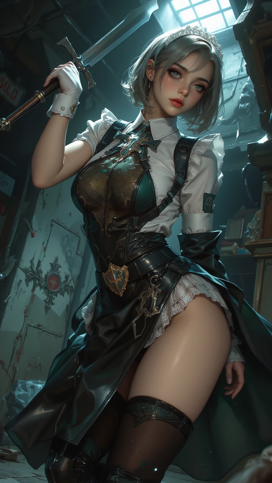 sexy ciri, crown, short dress stockings garter belt, thick, on throne