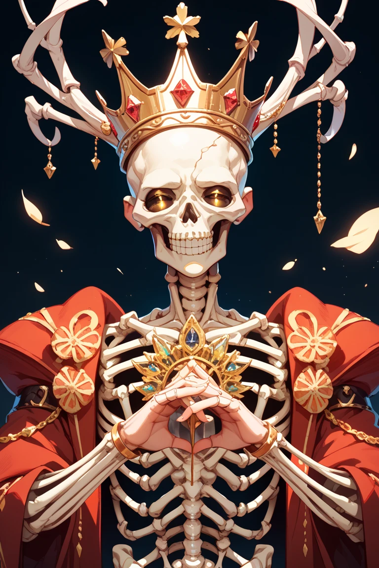 8k, extremely detailed, film lighting, wizard skeleton with red eyes holding a crystal ball