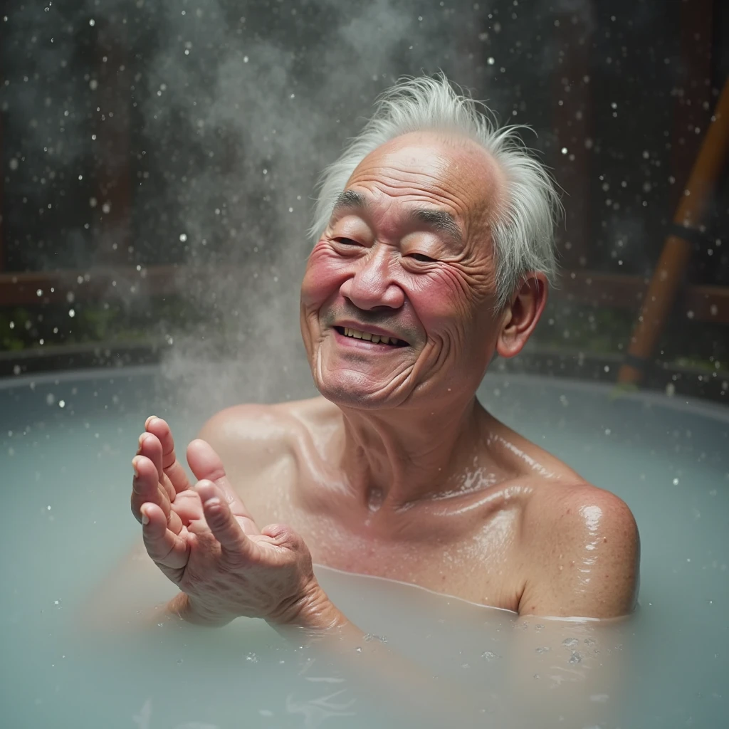 Japan　
Retro　Open-air bath　Uncle and Cat