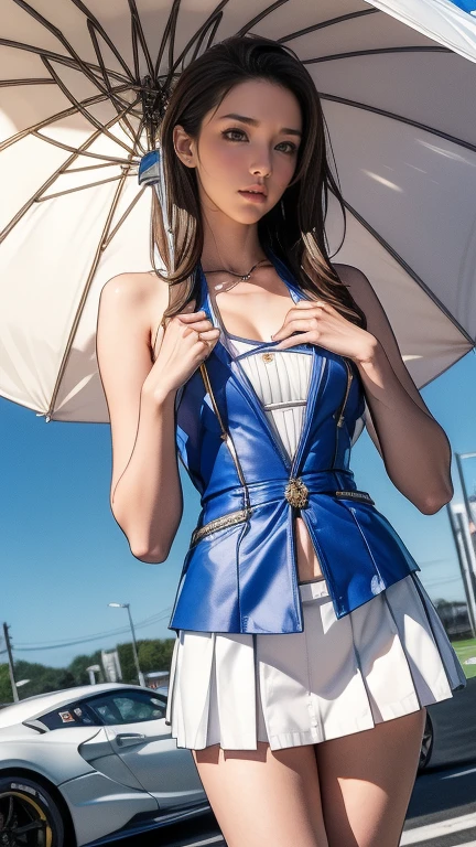 ((Beautiful Japanese woman:1.2) (sexy) (gigantic boobs:1.3) deep (High quality) HD, super detail, high details, high quality, award winning, best quality, highres, 1080P, HD, 16k, big boobs, round boobs, deep cleavage, open cleavage, hanging boobs, (tan skin:1.2) (slim abs) (happy expression face)