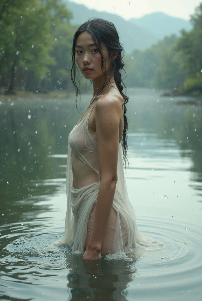 nude、Big Breasts、forest、puddle、10 years old