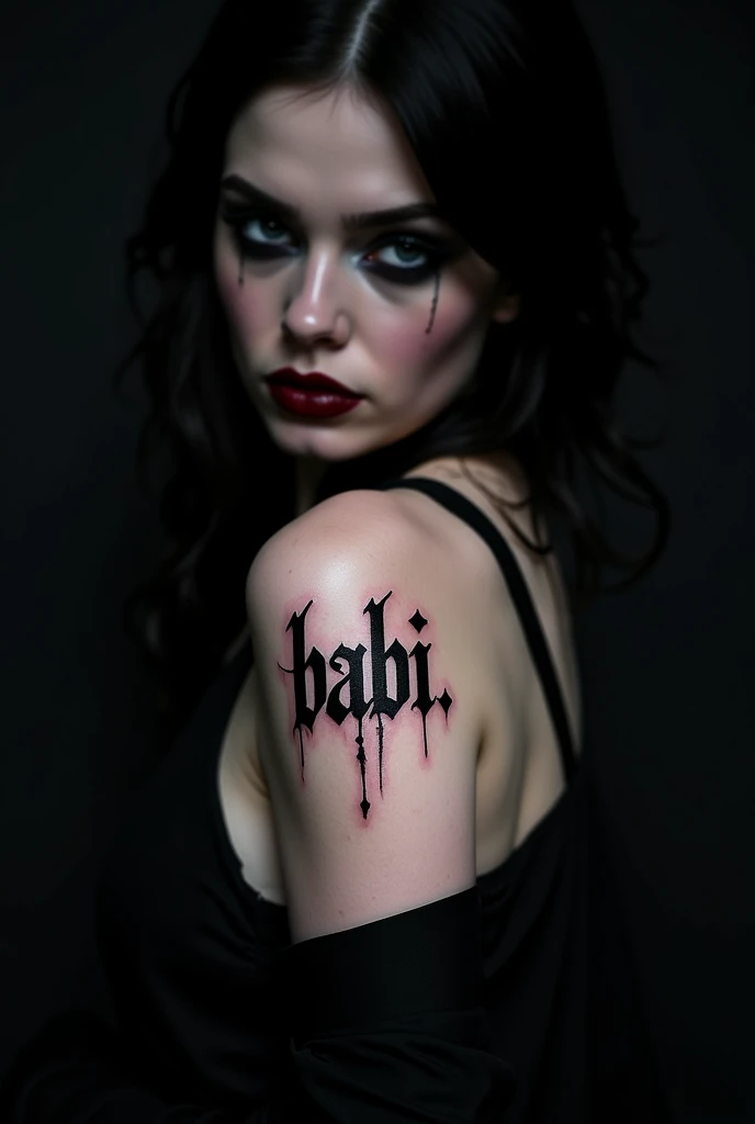 Rated R, nsfw, sexy female cyborg, magazine cover, poster art , Lovecraftian horror tattoos, tattoos, hint of vibrant, bold huge text, matted design layout.