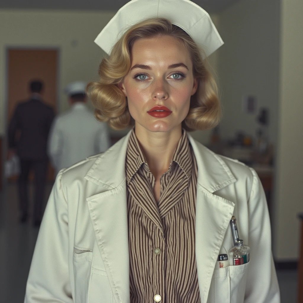 A woman is lying naked in a hospital bed with a man standing behind her., John Carpenter, Sci-Fi, Horror, 1981のmovieのワンシーン, movie「Life Force」Appeared in (1985), 非常にリアルなmovieのスチール写真, Full color still images, エイリアンガールのmovieスチール, Alien autopsy, SFmovieのスチール写真, high resolution film still