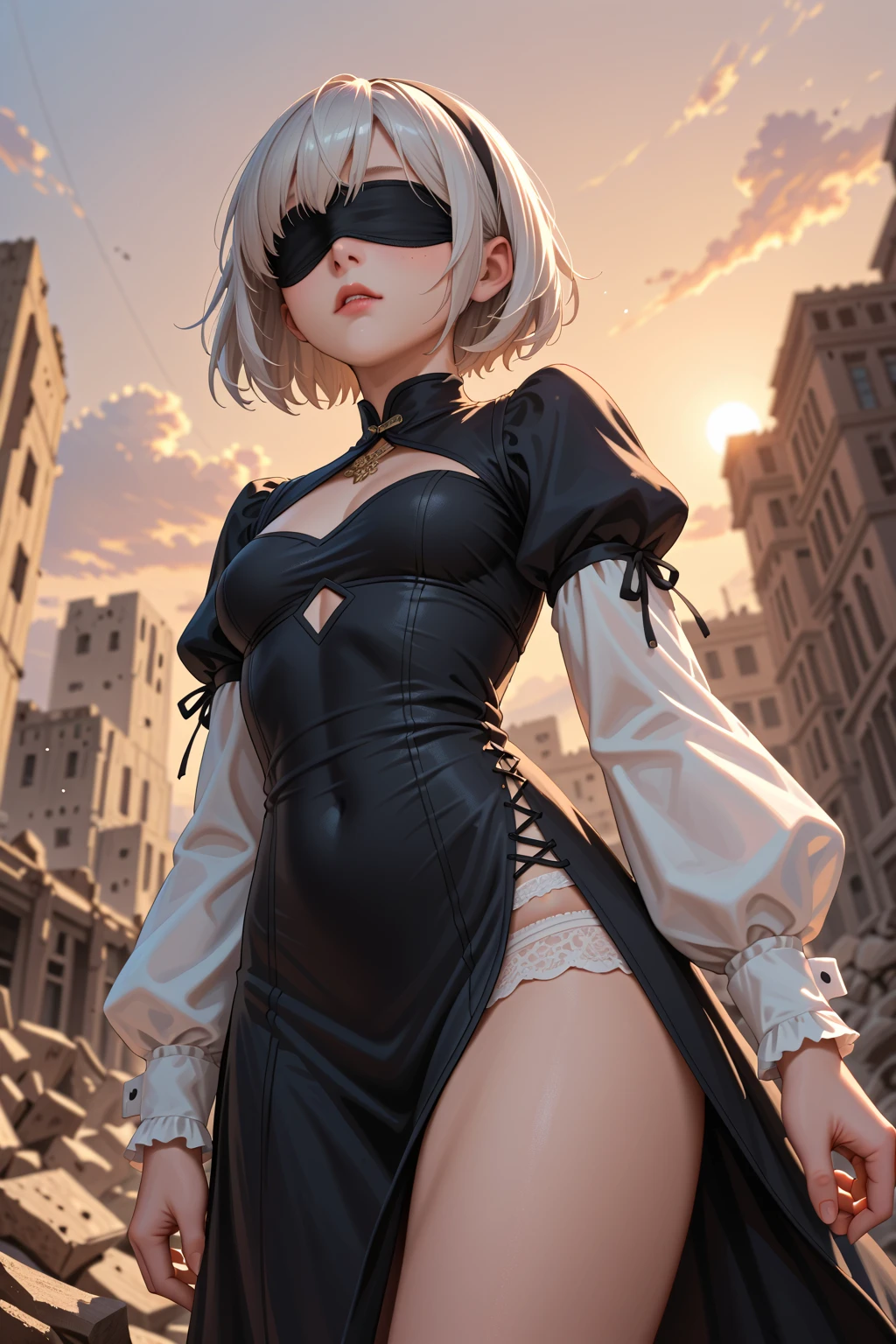 Church saint glass corset(dress),higheels,Gothic, veil,religious witch,chocker,GtsGiga,Rampage, cityscape,camera panning up intense low angle,gratebelt,lwcey pantyhose,smug holier than you attitude,judgemental stare,furrowed brow,best quailty,masterpiece, Gtscity, giantess ar,veil covering face,viwer is almost stepped on