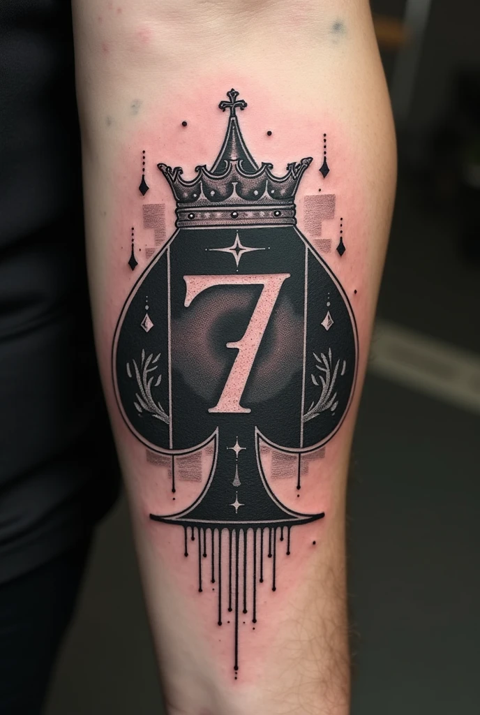 Two of spades playing card tattoo with the number 118241843 for a woman moon