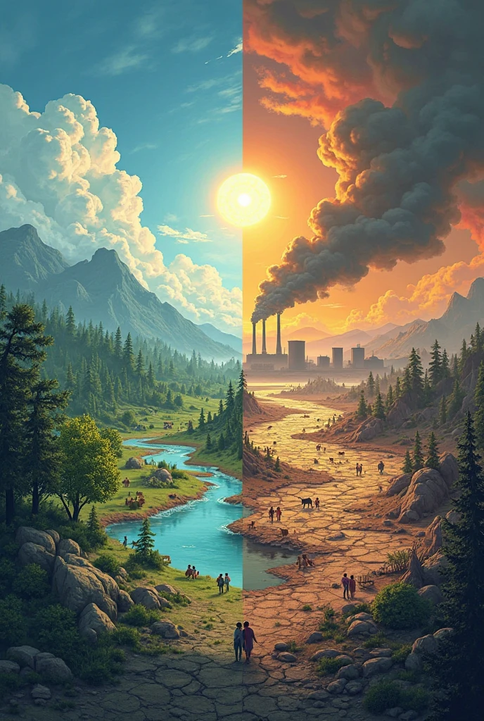 A powerful and dramatic digital illustration depicting the effects of ...