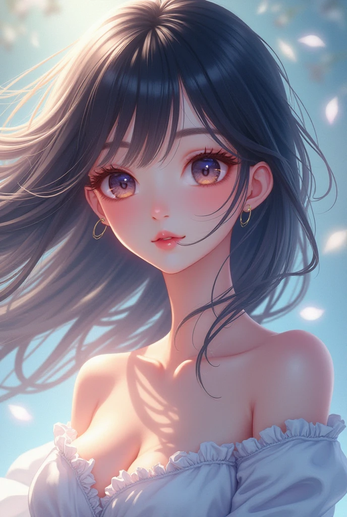 (((masterpiece))),((highest quality)),One beautiful girl,Short Hair,(Long Hair:1.5),(((Big eyes))),15 years old,(Symmetrical eyes:1.3), (Get closer to the face, Zoom in on face:1.0),((Face close-up)),(White swimsuit, bikini:1.5),Body facing forward, Beautiful digital artwork, Beautiful fantasy art,(The background is plain:1.5),