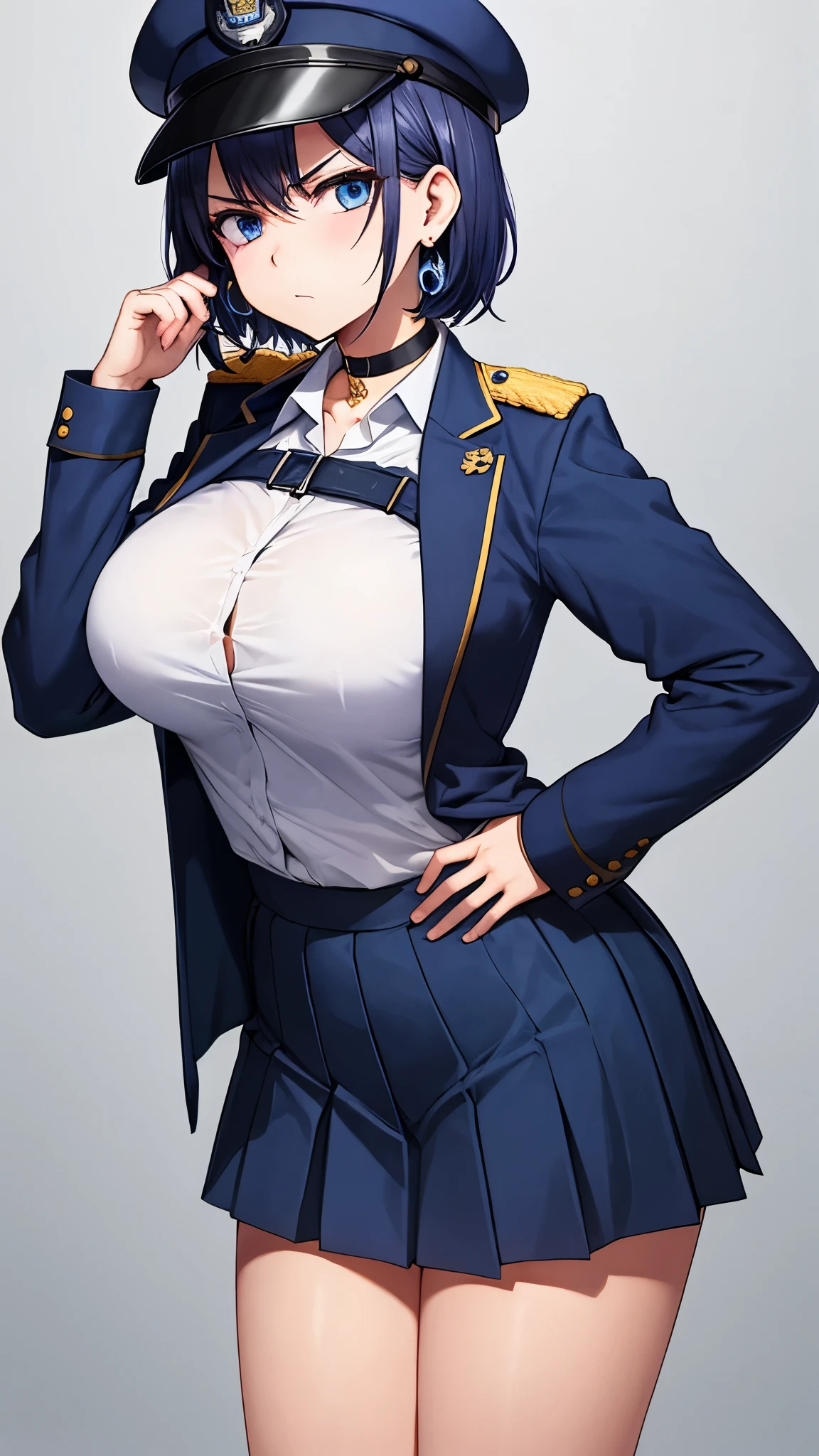(best quality,4k,8k,highres,masterpiece:1.2), ultra-detailed, (realistic,photorealistic,photo-realistic:1.37), HDR, UHD, studio lighting, ultra-fine painting, sharp focus, physically-based rendering, extreme detail description, professional, vivid colors, bokeh, portraits, photography, (best quality,masterpiece:1.3), (mature woman, milf), (tall:1.2), looking at camera, anime, masterpiece, beautiful eyes, best quality, detailed face, 1girl, solo, beautiful, KroniiMafia, short hair, hair intakes, collared shirt, necktie, formal, suit, gloves, pants, choker, cleavage, huge breasts, huge belly, bloated belly, stuffed belly, plump, chubby, curvy, chubby girl, belly, big belly, fat belly, soft shading, detailed, semi-realistic, sciamano240