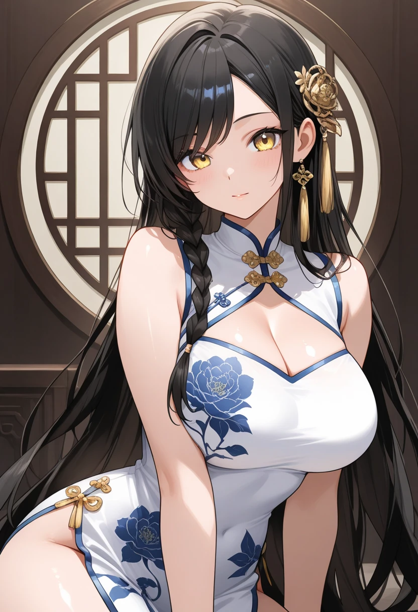 (anime moe style)),((game CG)),(masterpiece),(highest quality), (Super detailed),shape,((very delicate and beautiful)), ,sharp look,looking at the viewer,(((24 year old female)),((whole body)),detailed face and eyes,Intense eyes like jewels,(loosely braided long hair),,,(super huge breasts,long and slightly saggy breasts,nipple) plump body black hair, black eyes Dancer, semi-transparent clothing, dynamic dancer, ultra-mini skirt, dancer clothing, Kagura, semi-transparent lace fabric, gorgeous jewelry