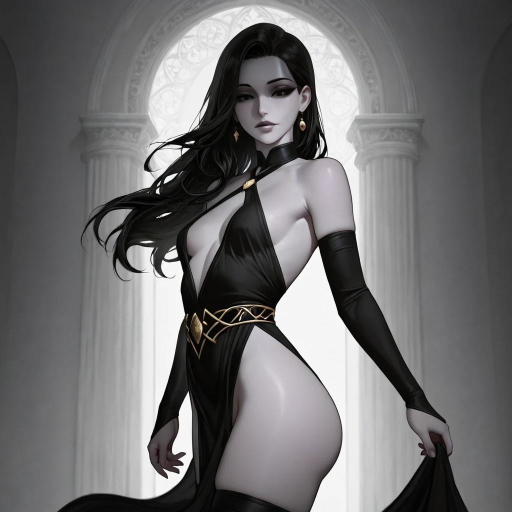 Model: long wavy black hair, full dark lips,Curvy Body, big thighs, big breastes, black shiny body, Smoky eyes, BREAK, Setting: Room with black color, Broken glass,multicolored neon crystals, BREAK, bodypaint: Polychromatic geometric patterns, Torso cover, Arms and legs, BREAK, Accessories: Chrome-plated chains with torn body, Silver Choker, black feathered white black wings, Naked, Topless, naked body,BREAK, the pose: on a bed, looking forward, truth, Magic, Magic, wolf ears, Wolf, up close, northern lights, spectrum. apaixonado, Dark Elves. 🧘🏻‍♀️👁️⛩️soror 🌬️mystica 🩸✨occult dmt🪬dream 👁️goddess of Love🥀🔑🚪moon, ................key, starry, secret, Heart, 100mm wide-angle lens1 beautiful devil woman from hell, around dark: 1.6), photo realism, dinamic lighting, Artstation, Poster, voluminous lighting, Very Detailed Faces, 8k ultra, Awarded, around dark, deep shadow, Discreet key, cowboy lens, hairlong, black  hair, bust, luxury palace,  Royal style, devil's crown, Eye makeup is very clear and detailed, The most beautiful face, The breasts are very large, round & round, super realistic, Adorable smile, The eyes are very well made up, guweiz, devil style, Tail with bow, tied at the back of the head,  Red-black lips, Skull tattoo on the shoulder, She is undressed, Topless, Naked, teats, Halo of milky deleuze, the landscape is overcast and thunderous, (portraite of a), Close-up of main character, (Background details 1.8),