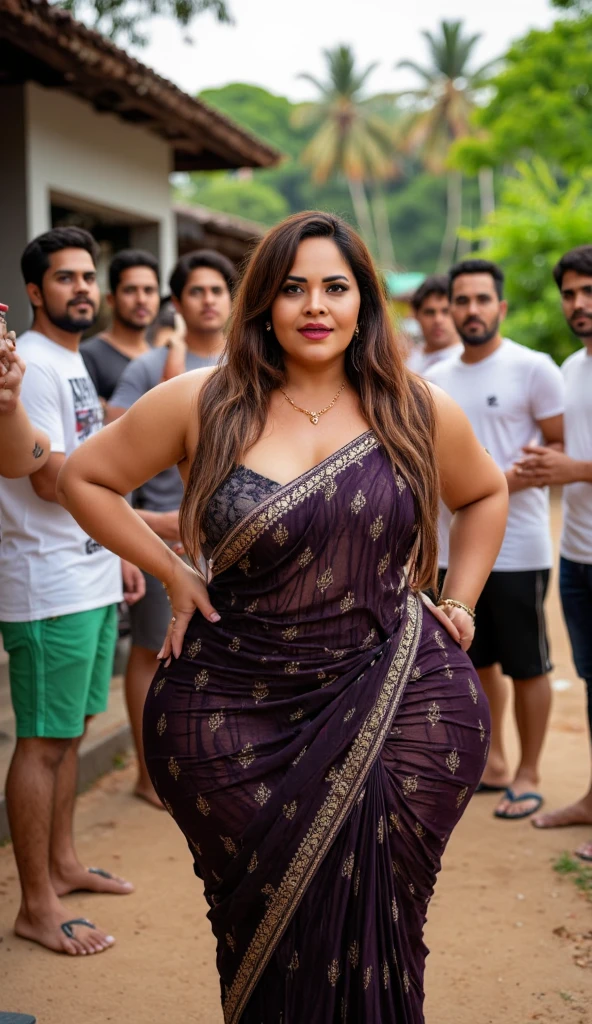day scene, extreme close up photo of nithya, hourglass figure, swinging in air with wide open legs, body tied with rope and crowd playing tug of war with that rope, crowd grabbing her breasts and waist, sexy navel, hanging from the ceiling with her arms tied by a rough rope, swooping breasts, ponytail hair, necklace, sultry, look at viewer and smile, (cinematic:1.3), intricate details, (ArtStation:1.2) Two woman in a blue pink and black tight little long dress posing for a picture, ponytail,indian super model, very large bosum, hindu, provocative indian, really large bosum, attractive feminine curves, beautiful sexy woman photo, style of beautiful body, curvy accentuated booty, large bosum, curvy and bow, trending on bbwchan, wearing pink sari, beautiful curvy female, desi, wet clothes, super tight clothes , 