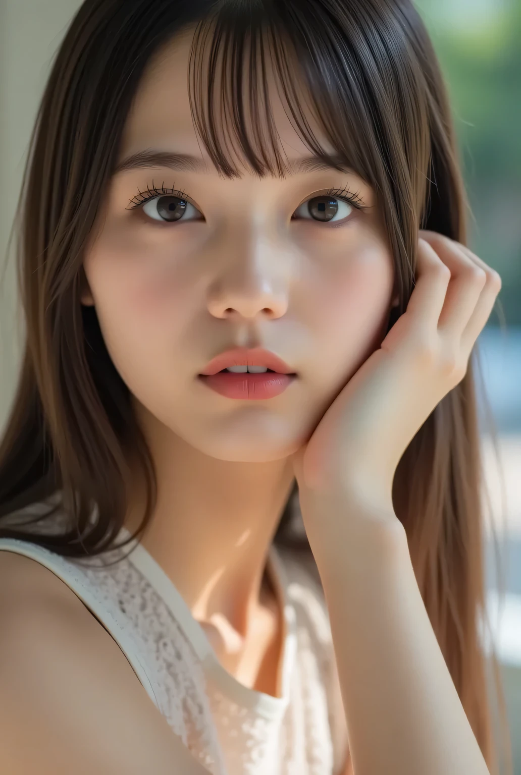 1 girl, alone, is anatomically correct , masterpiece, textured skin, open legs 、 Crouch、 low angle、 Bending Knees with Big Breasts、 very stylish、 Very Beautiful Japanese Woman Grabbing Her Right Hand 、 very cute Japanese woman、 nothing, accurate, has won many awards, best quality, High detail, HIGH QUALITY MODEL, super high heels with many vaginas, very well detailed, black hair, please open your mouth slightly, sexy、Split、、Spread your legs left and right、 shoot from the front、xiaoyan、 thin body、 thin waist with cloudy white in the mouth、 seductive smile, shiny hair, very big breasts、 I can see 、 beautiful white skin、 visible cleavage of very big breasts、beautiful collarbone、 Beautiful Legs、 Look at the thighs ,((I'll never show my pussy)))