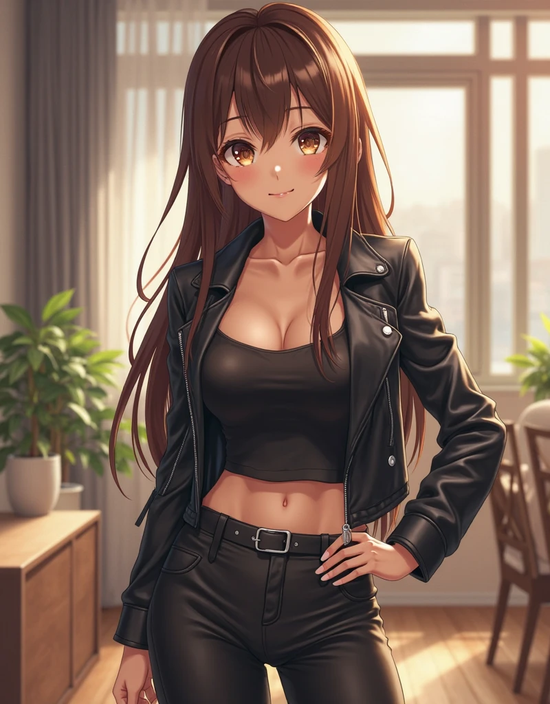 1woman, imagine Revy being a 45-year-old woman, a little fat, looking at viewer