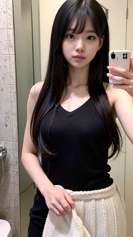 ((melhor qualidade de imagem, 8K, obra-prima:1.3)), 1 garota, Beautiful young Korean woman with slender abdomen:1.3, corpo magro e magro(thin and thin arms, pernas e coxas),(Penteado casual, Nenhum vazamento de seios tamanho E cup:1.2), regata esportiva:1.1, Rosto ultrafino, olhos detalhados, Double eyelid,sorria,Lar