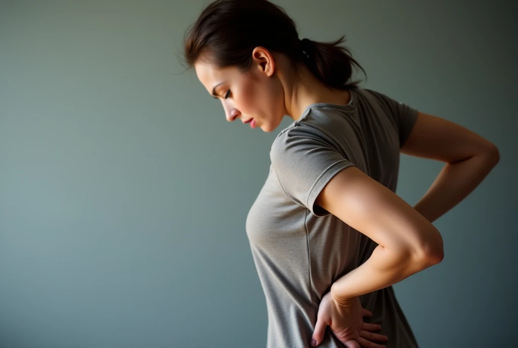 A woman from behind looking forward with a raised hand