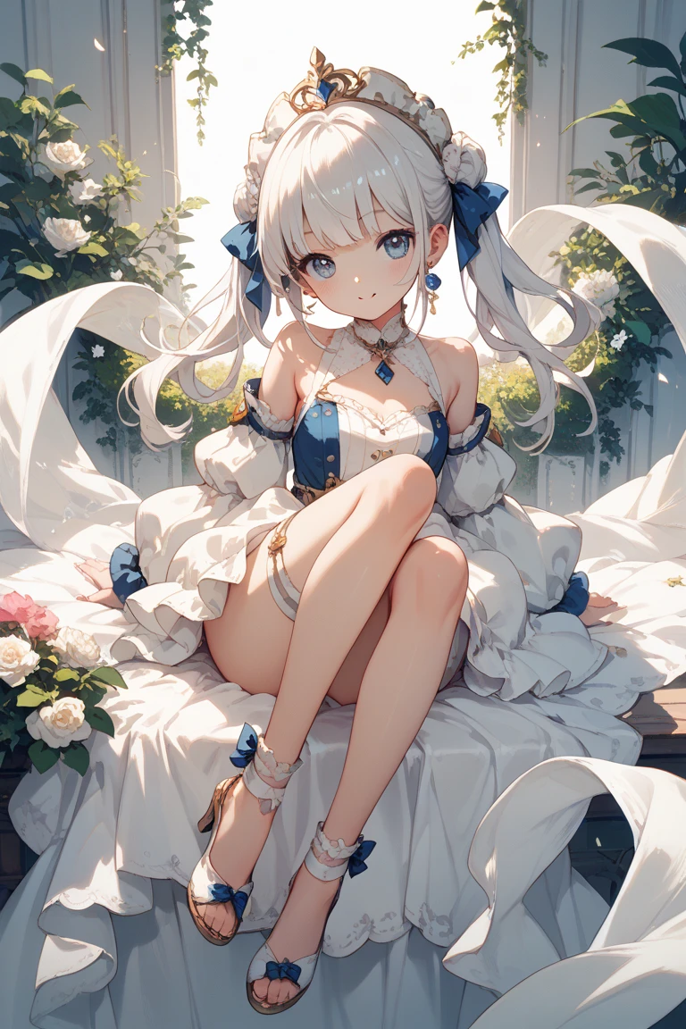 Civil Engineering Tsukino,blond,blue eyes,Bunny ears,Bunny Lace Lingerie Costume,beautiful girl,Bow,High heels,Long hair,Bunny Costume,Crystal Shoes,两个Bow,Two braids,White lace underwear