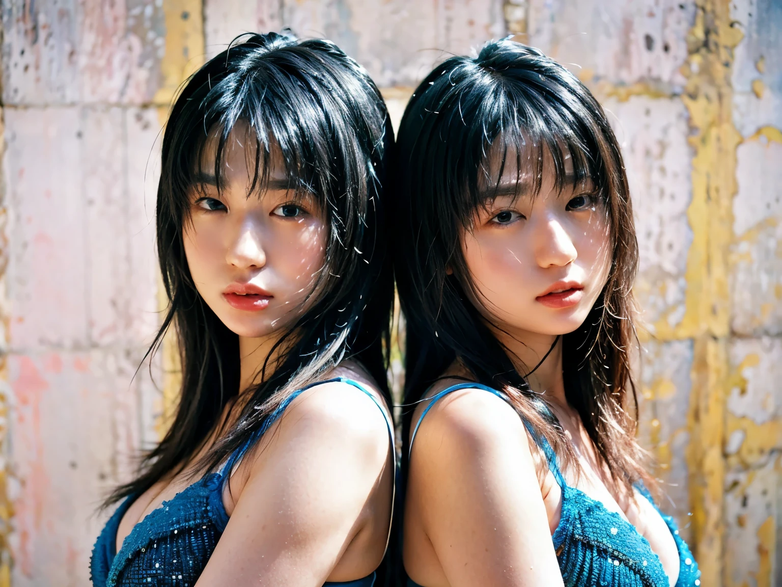 40-year-old Japanese woman、Black Hair、Hair is very short、Twin tails、Hatsune Miku Costume、Headphones、Flat Chest、Realistic photos、Realistic、8K quality、expensive、No bangs、Beach、High resolution, Highest quality, Anatomically correct, Winner of numerous awards, Ultra high definition,