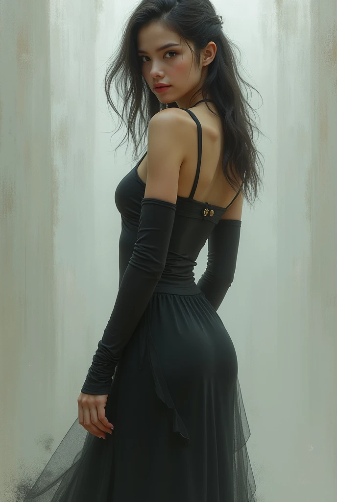 (((take it from behind))), (((big ass))), (((fat ass))),((masterpiece, Best Quality)), (1 girl), (lonely), (women'approach), evening (chainsaw man),(Very rich facial details., real images, realistic white skin, realistic body, intricate details), ((Whole body)), Serious , Brown eyes, Looking at the audience, bandage over the body, black fur, long-sleeve shirt, (((Skin-tight apron dress))), black tie, bandage, bandage, small breasts, (((take it from behind))), (((big ass))), (((fat ass)))