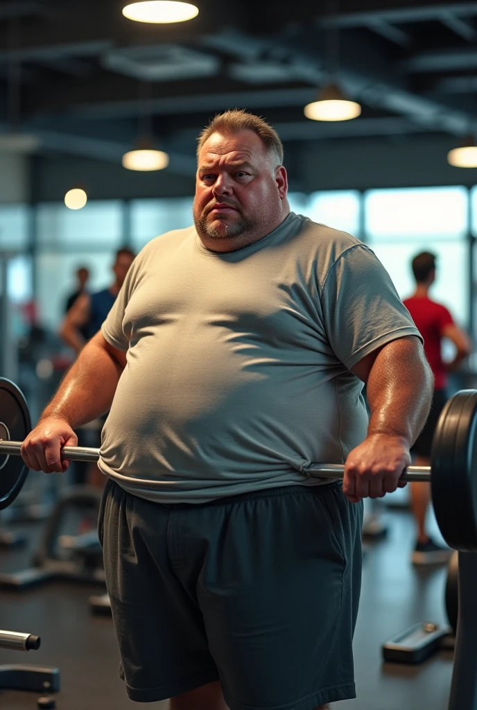 The fat man becomes muscular