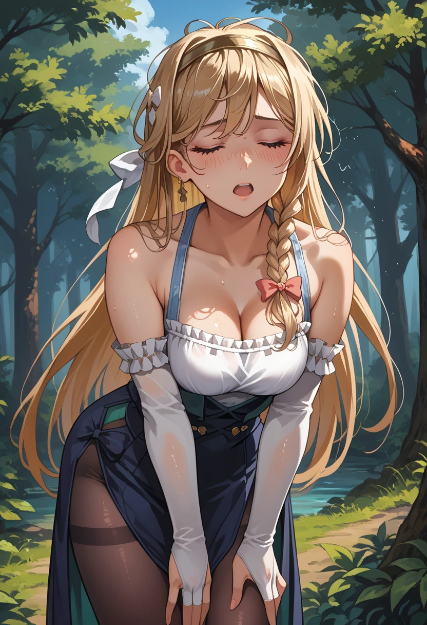 Anime. 1 girl. Elf. . Slave. Blonde. Long hair. Green eyes. Beautiful eyes. Slave collar Shackles. Dirty tunic. Torn tunic. Dirty panties. Torn panties. Urinary incontinence. I need to pee. I really desperately want to pee. She pees under herself. She pees in her panties. She peed herself. Urine drips down my thighs onto the ground. Hands on crotch. He squeezes his crotch tightly. Ultra detailed. Best quality. Detailed face. Anatomically perfect body. Standing at full height. A high resolution.