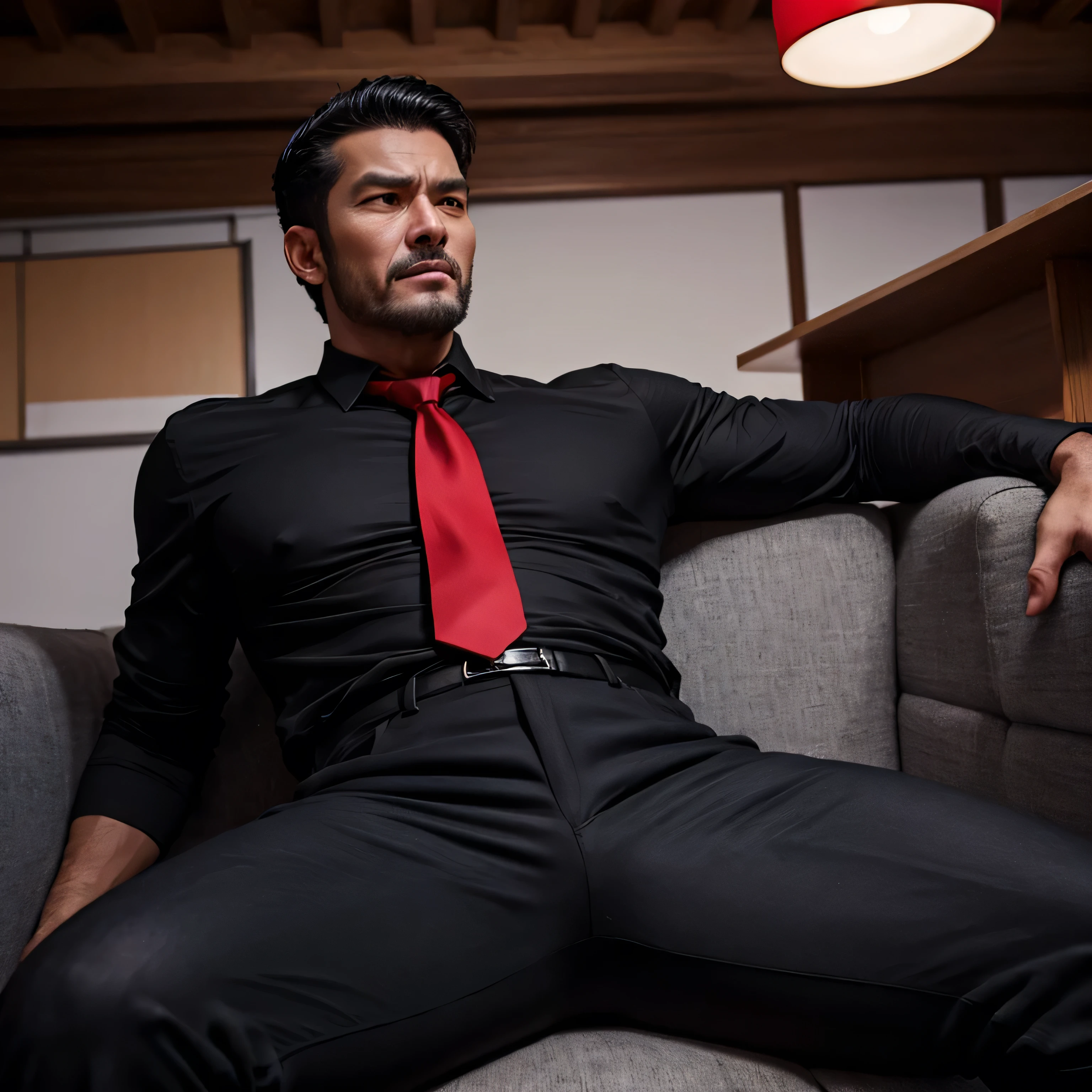 40 years old,Hidetoshi Nakata,(Kogoro Mori 1.3),Oriental face,whole body,Lean,muscle,office,Kneeling,black,foot,White socks,Baldhead ,transparent,Thick body hair,underwear,Topless,Densely hairy,Fortitude,HD,With a mustache