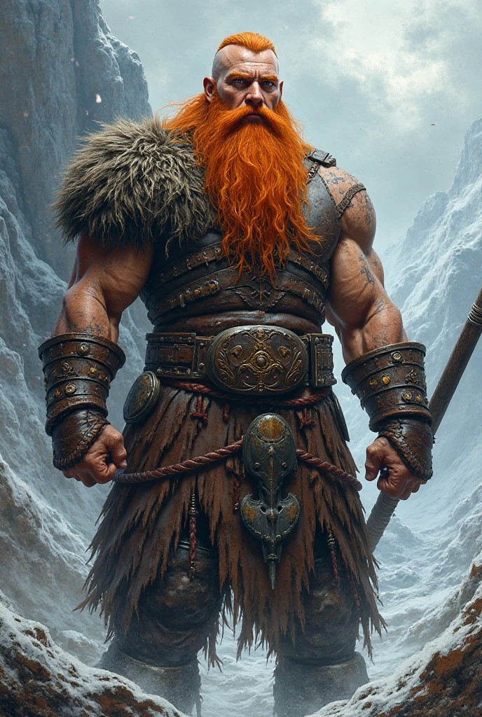 warrior man with red hair and beard fighting