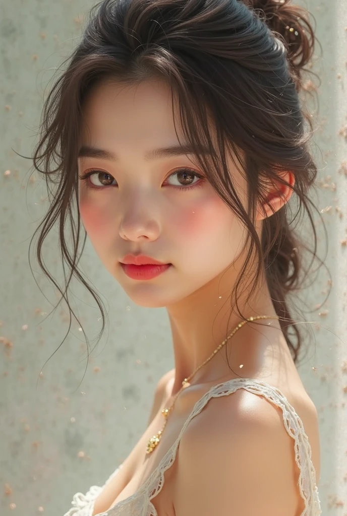 Best quality, masterpiece, ultra high res, (photorealistic:1.4), raw photo, 1girl, off shoulder, cinematic lighting