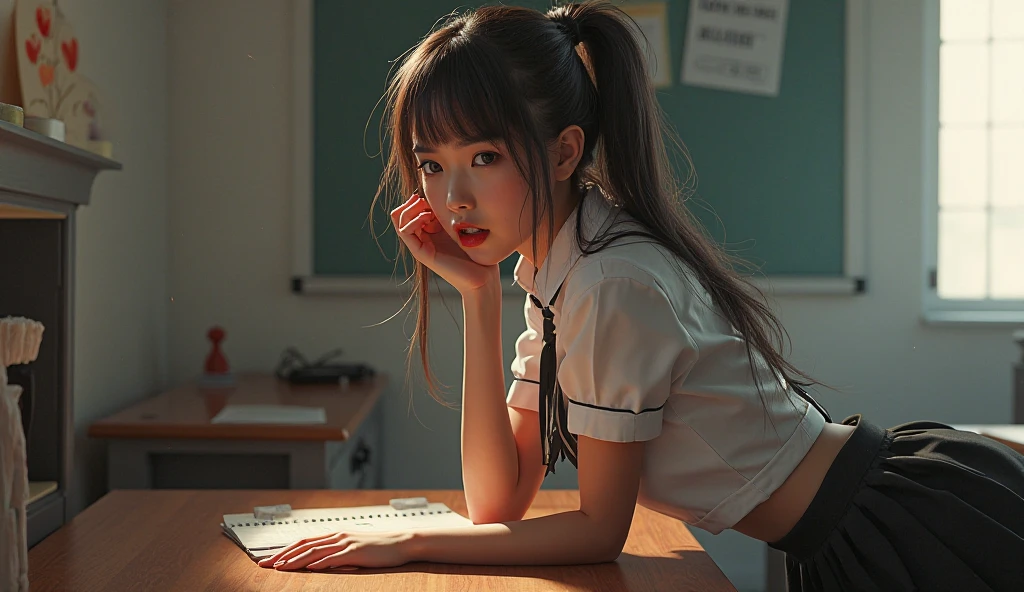 1 girl, Asuka, Evangelion, 8K, best quality, school uniform, classroom