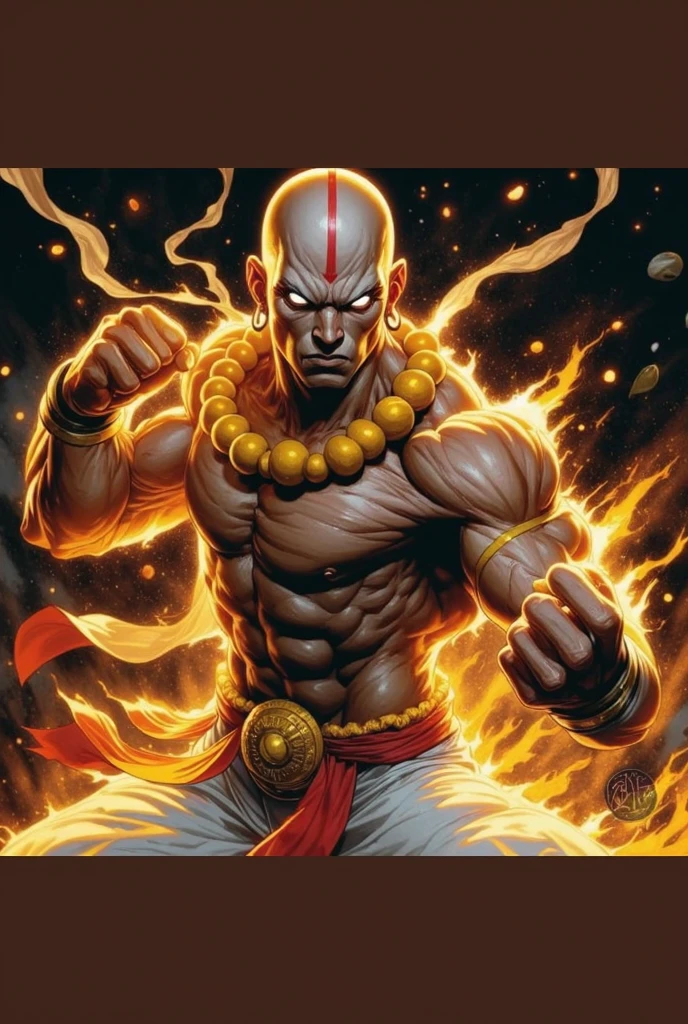 (masterpiece, best quality, Bald monk, 8K, Super detailed), (Upper body, angry eyes, open mouth), 1 bald monk, alone, Muscular monk sitting cross-legged on a black stone platform，Naked from the waist down，dark skin，Close your eyes，(Looking up to the sky and crying bitterly，Tears poured down),((cry bitterly，angry sad expression，angry cry))，（(On the forehead((swastika)）Word symbols glowing red)), facial close-up，（(The effect of exploding the muscles of the whole body with great strength)), He cried in pain:1.2), (abdominal muscles), (Chest), (upper arm), damaged cassock, (topless male), A person with a martial arts stance, moving body, kneeling position, black stone lotus，collapsed buddha statue，The body of the dead girl lies on the ground，(Thunderstorm night)，heavy rain