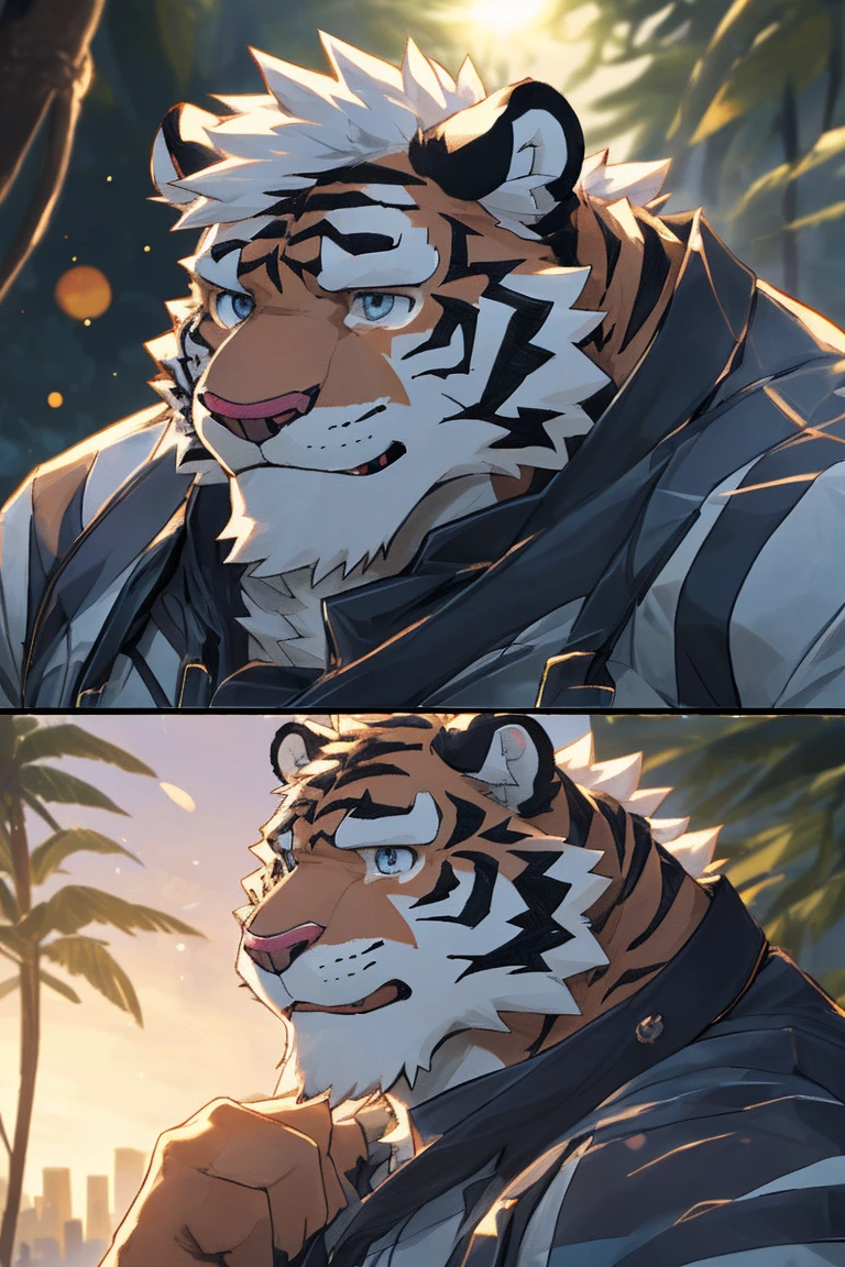 By Taran fiddler, bara, solo, tiger, sucking disembodied dick, dick suck, oral sex, cumming, detailed cum, semen in detail, in bedroom, dynamic angle, close up, zoom in on face