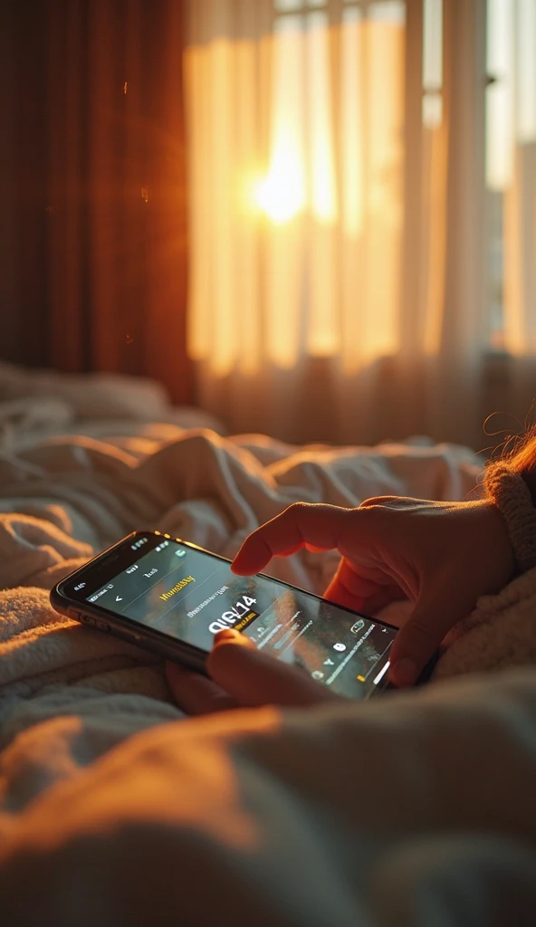 Lenses:close up(phone alarm vibrates)→ Medium view(The protagonist turns over and presses the alarm clock)
screen:The sun shines through the gaps in the curtains on the messy futon,The phone screen shows “Monday 6:30”。
subtitle:“Another day。”