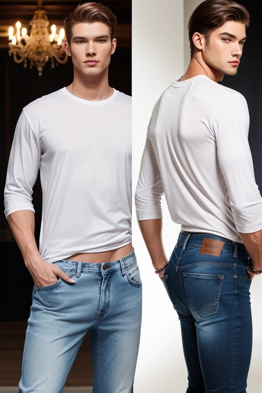 Remove the blouse and add muscles to the image.