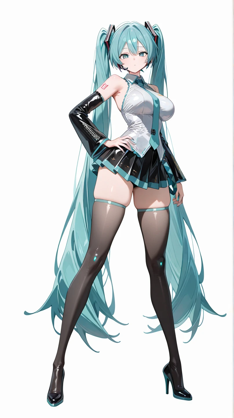 (Official Art、Highest quality、unity 8k wallpaper、32K、 masterpiece、Very detailed、High resolution,Perfect Anatomy),(Natural soft light:1.2),Beautiful face and eyes in every detail,20 year old beauty、Hatsune Miku VOCALOID、Big Breasts、Dragon Knight((Western Armor))、mini skirt、Black Stockings、High heels、