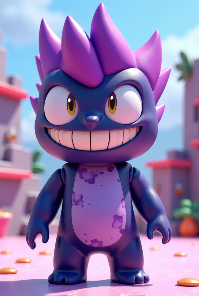 Close-up of cartoon character in purple costume, nefarious smirk, cgi cutscene, as a clay character, smug smirk, normal map, Depibru, looking smug, spyro, video game cutscene, Smug look, Ronsparrow, Sly smile, videogame still, rendered in sfm, Stylized art