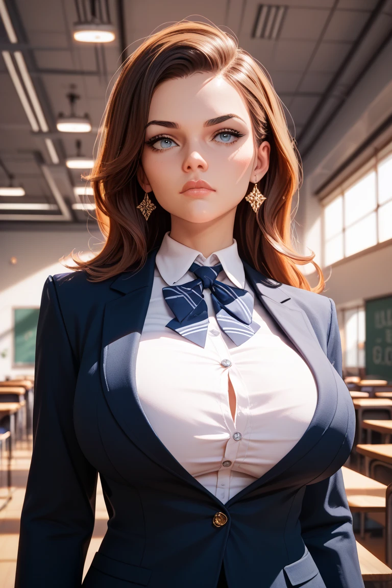 leather jackets girl with huge tit smil Long Beautuful Women top-quality masterpiece blue eyess Classroom masterpiece Bodysuits