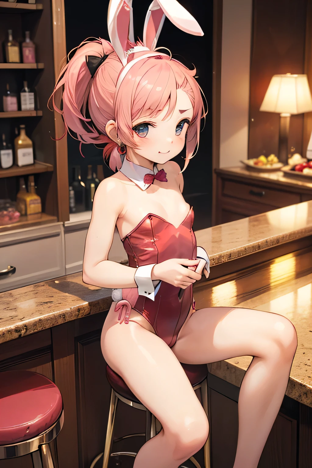 (masterpiece, ultra detailed, absurdres:1.2), (sfw:1.7), (36yo woman:1.2), solo, (pale skin:1.1), (white leotard, narrow leotard:1.1), (cameltoe:1.1), gentle smile, gentle blush, (half-closed eyes:1.0), (dark-red hair:1.2), green eyes, (frilled microskirt:1.08), (sailor tie:1.2), hair ribbon, side-tails, (chibi:0.3), sanada_minako, (spread (long sidelocks:1.3), (short hair, low-ponytail:1.3)