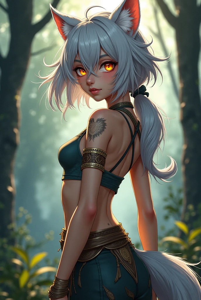 dream ass, peach shape ass, seductive ass, provocative ass, perfect ass, model ass, tribal bikini, tribal stockins, leg-tied knife, little tribal open skirt