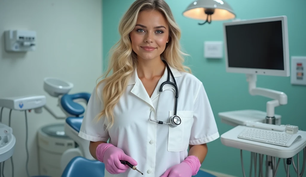 <lora:PipPellens:1> Photo of PipPellens, a woman, dressed like a nurse, assisting a dentist , properly dressed, tack sharp, 4k, DSLR