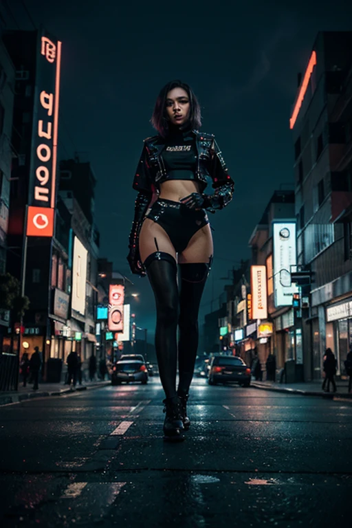create girl cyberpunk trap music and background black night city