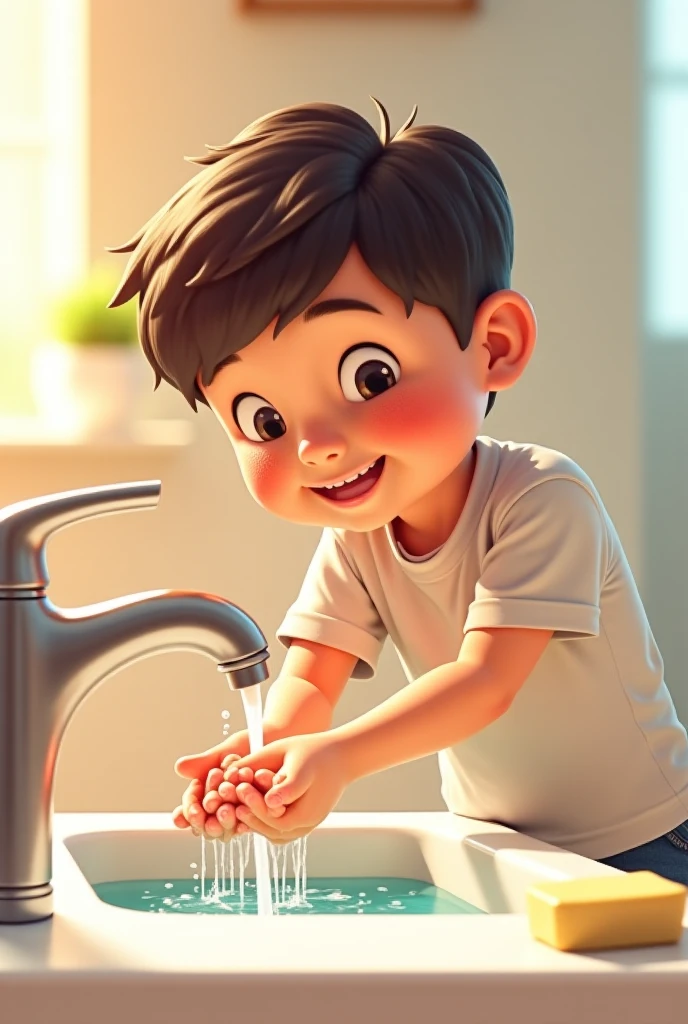 Washing arm up to elbow kid