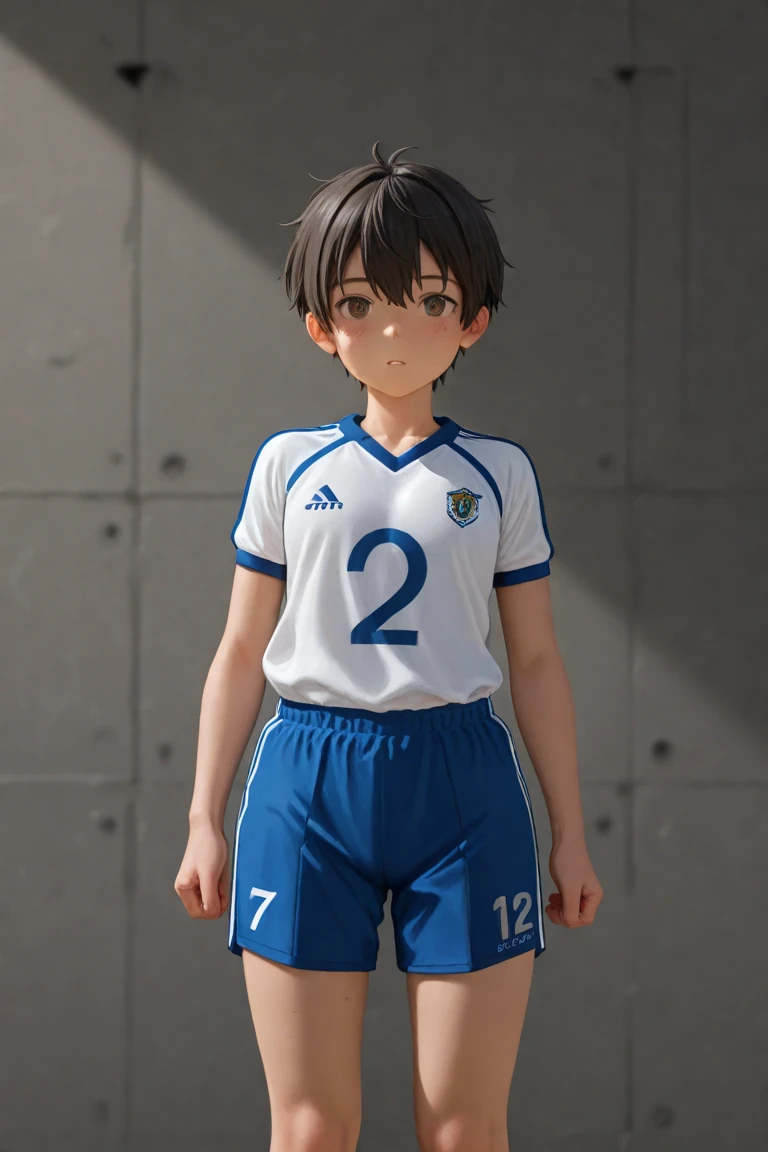 1boy, persib bandung jersey, soccer stadium background, indonesian people, short hair,high quality