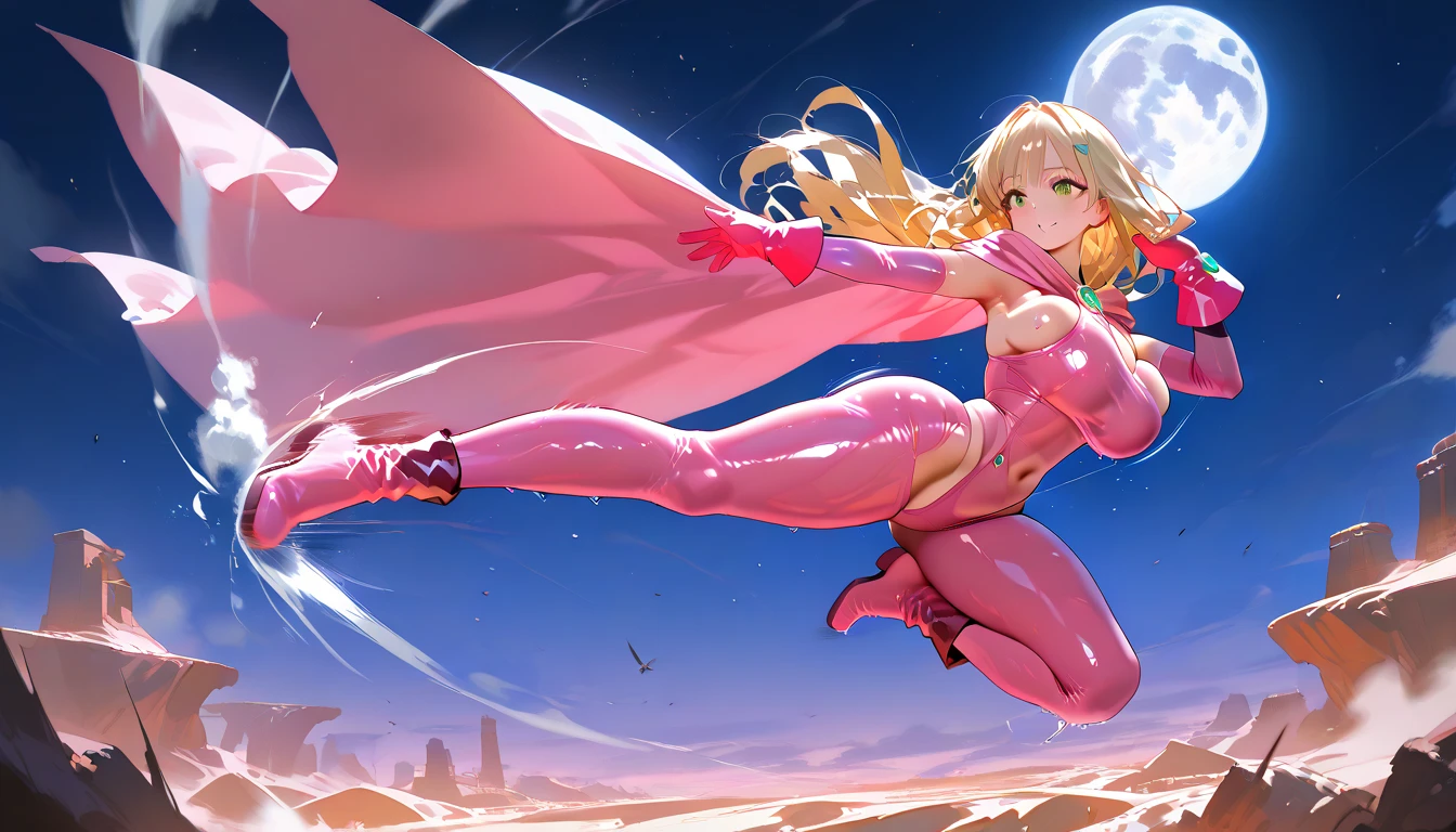 masterpiece, best quality, 1girl, female, superhero, leotard, bare legs, boots, matching boots, medium breasts, light particles, wind particles, aura, stand, standing, highleg, twirl, spin, tornado, tornado twirl, tornado spin, whirlwind, wind particles, city backdrop, time travel, solo,