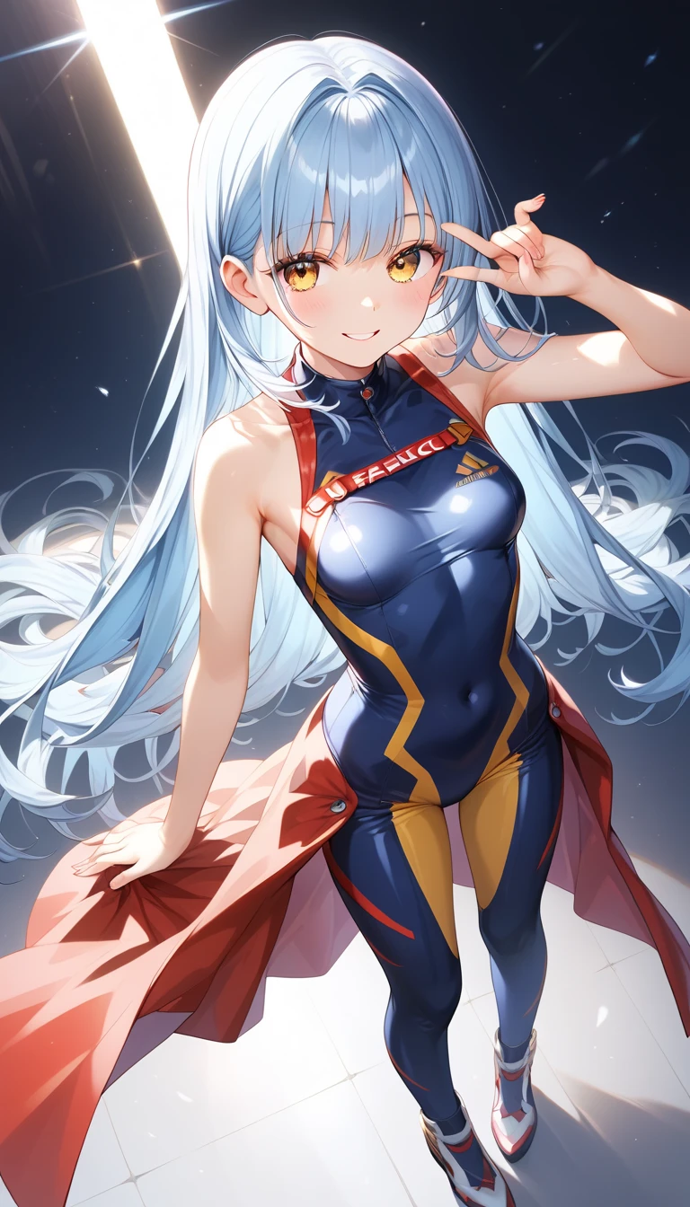 (masterpiece、highest quality、In 8K、High resolution:1.2)、alone、One Girl、 Tight clothes、Cowboy Shot、Look at the viewers、smile、Hero Suit、Bodysuits、Tight suit、Trained abdominal muscles、Trained biceps、(Hmph :1.0)、 ウルトラマンBodysuits、Shining jewel on the chest、(building:1.2)、Night Scenery
