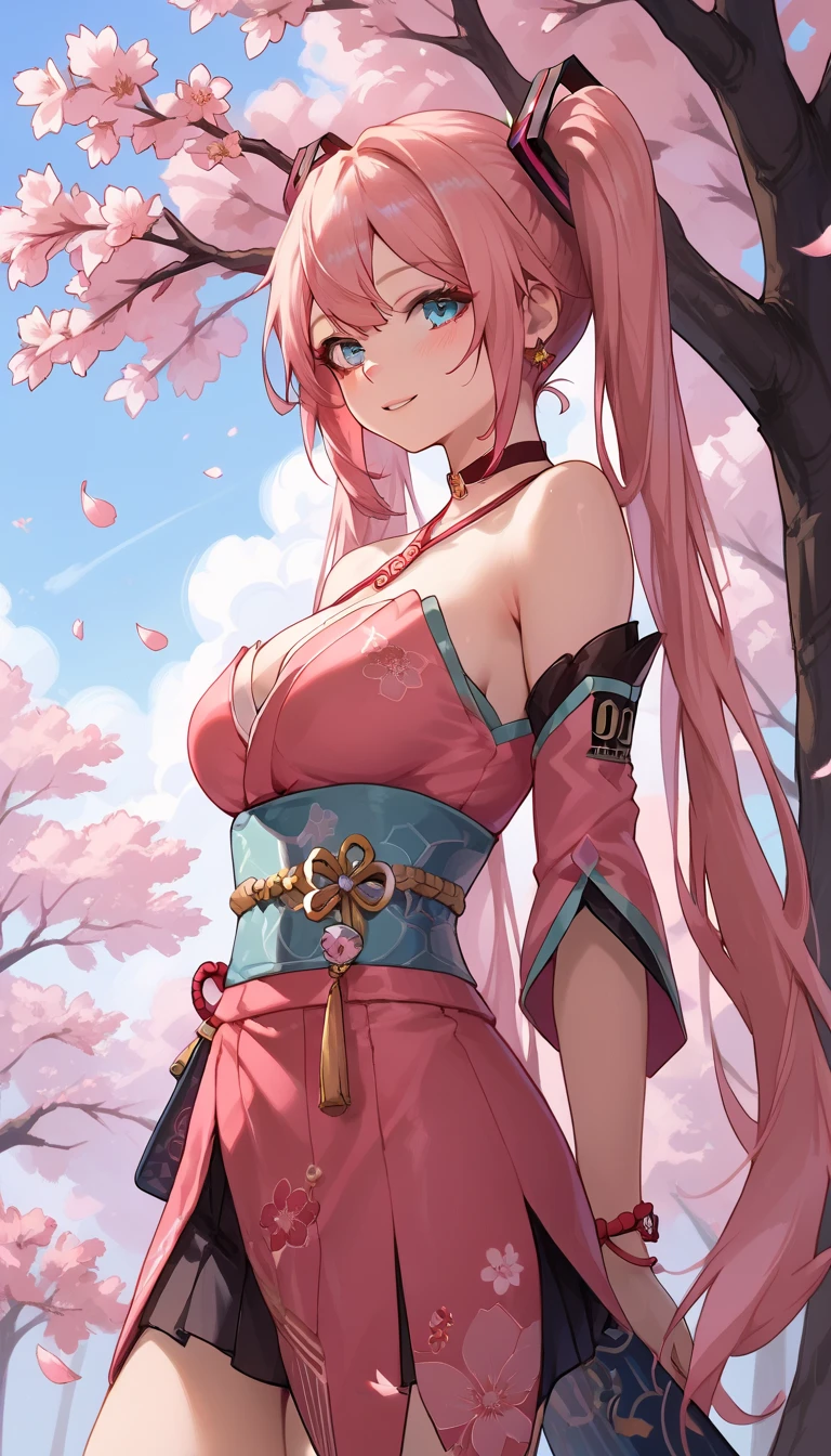 ((masterpiece)), ((best quality)), (ultra-detailed), ((kawaii)), cute, (lovely), ((sexy)), ((extremely detailed)), 4K, (8K), best quality, (beautiful), (anime style:1.2), flat color, painting, //, dynamic pose ((nsfw)), //, upper body, gradation, Beautiful girl with pink hair,with hair dishevelled,long pink hair,Sick,White pupils,The legs are very thin,The legs are long, blue eyelashes, masterpiece, 1girl ((20 years old)), oni, (oni girl),(oni horns), naked, large breasts, from sides, Smile, Long hair, (pink hair, Deep Blue Eyes:1.2), Sparkling eyes, (Perfect eyes:1.2), (Perfect iris:1.2), //, (cool), //, shiny-glistening, ultra shiny body, gleaming, Cute face, kawaii, Large breasts, delicate hair, disheveled hair, Japanese ancient architecture, (Kyoto) , cherry blossom season, dynamic lighting, Japanese town, Japan more in-depth travel exploration, cherry blossoms, lush cherry blossom trees, ((low camera angle, ground view)) Tall and tall,Thin, 8k, ultrarealistik, oficial art, NSFW, blush