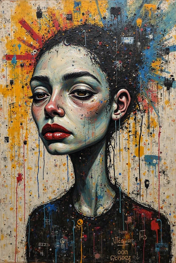 (Artistic Masterpiece of Romantic Life) ( (Themed Art of Life) ( (Conceptual Art) (NFT Exclusive) (Fauvism Work) ()”) Where visual poetry transcends traditional boundaries and embraces the dynamic interplay between creativity and technology Takes),dripping paint,darkart,style, in the style of esao andrews