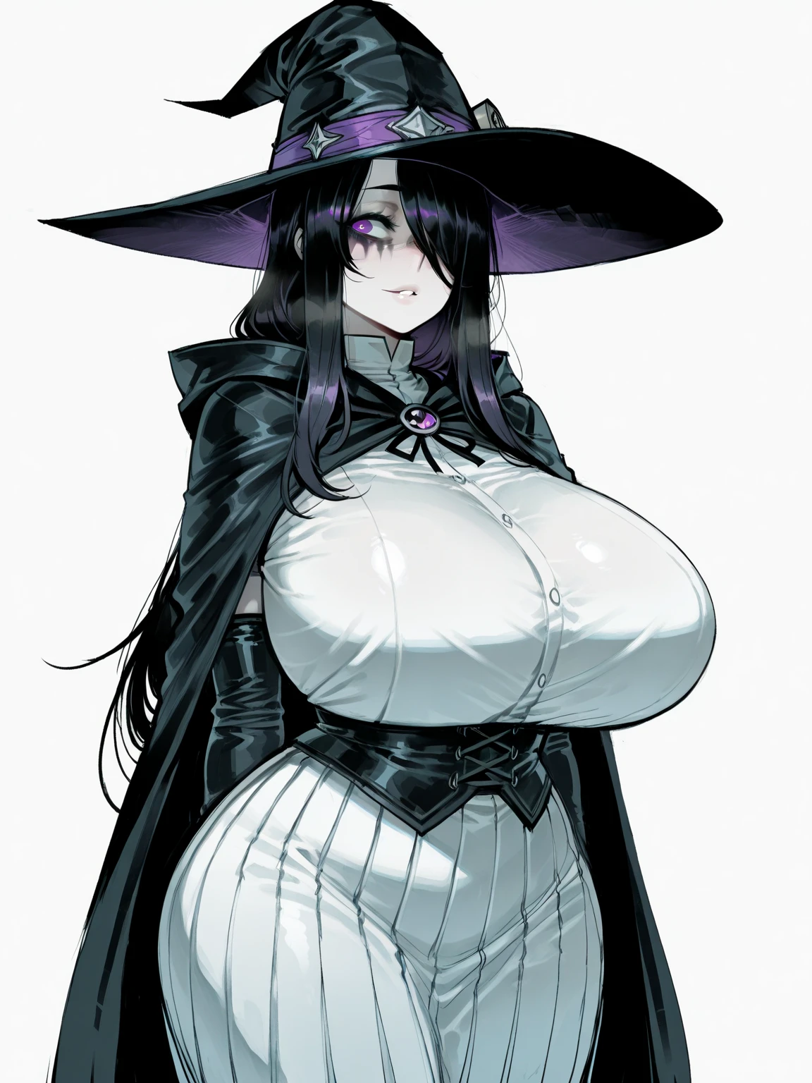 (8k, Highest quality, masterpiece:1.2),\(Fine-grained\),\(Facial Features\),(\(Clothing Details\)\),1 girl,alone,Lesbians all over,Black Hair Color,length, Hair Straightening,Red eyes,Mature Milf Huge,Huge big breasts,Transparent wet clothes,(Form-fitting clothing prints the contours of the body:1.2),Willow West,A plump adult figure,Witch's Clothes,be patient,Blushed,Trembling,